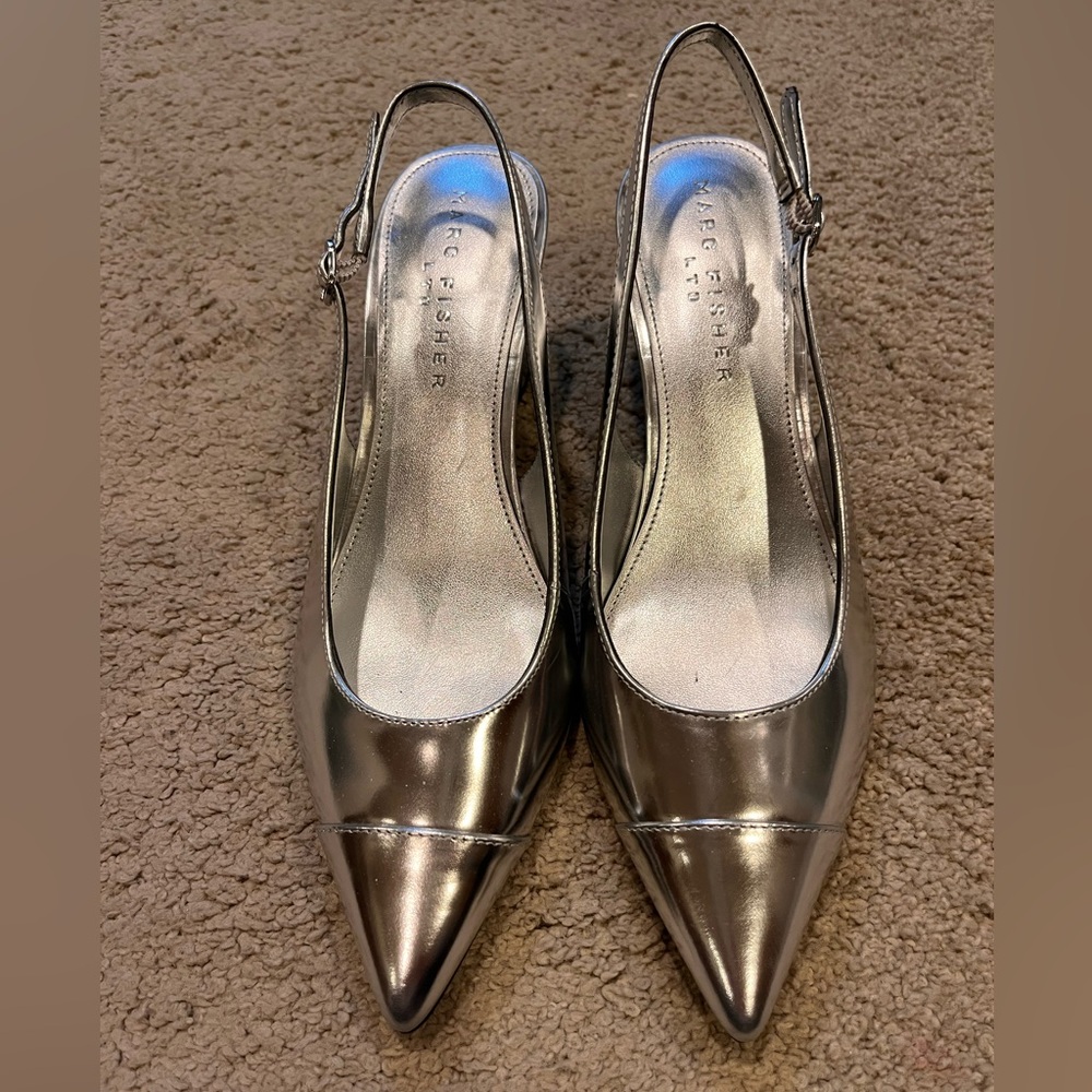 Marc Fisher Women's Silver Slingback Heels